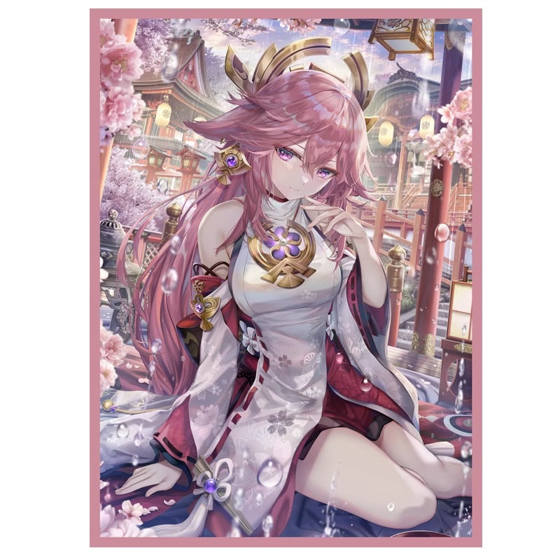 Yae Miko Sweet Pose Genshin Impact Holographic Card Sleeves