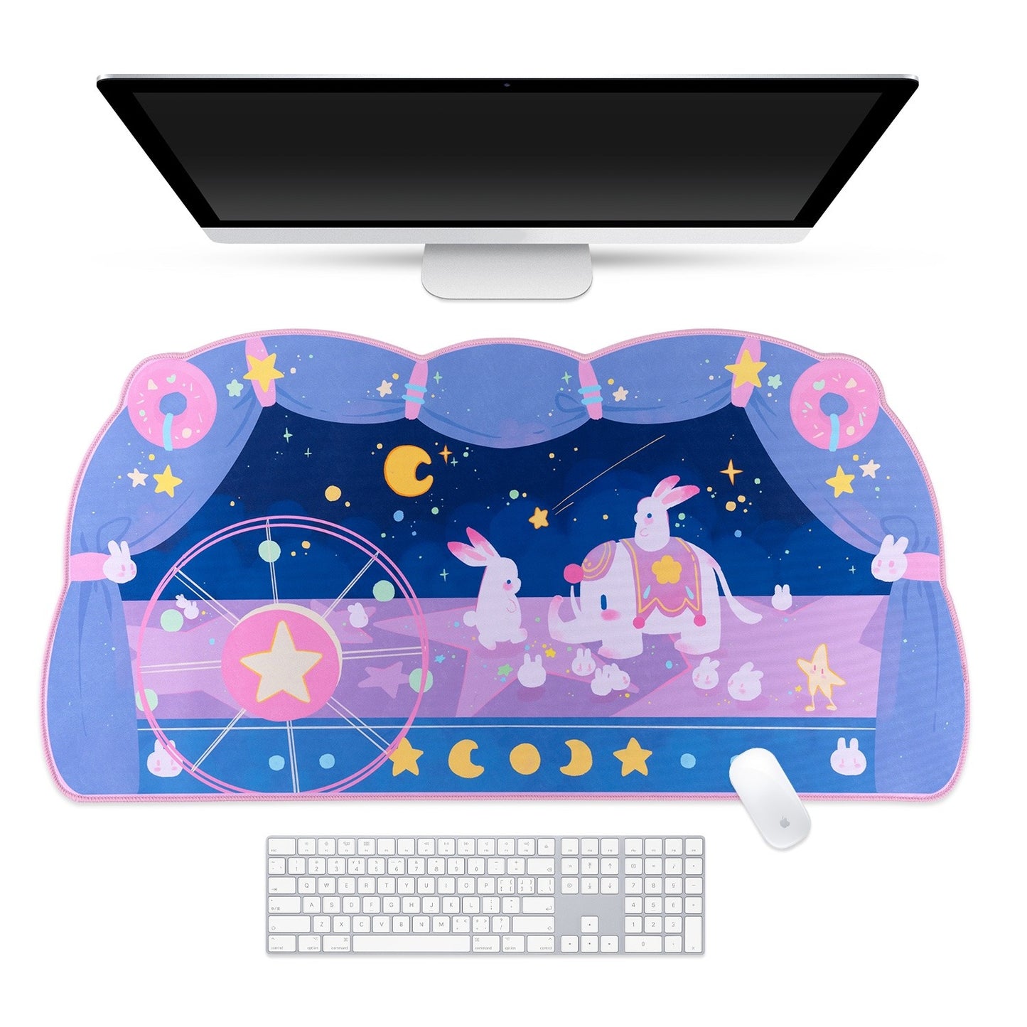 Bunny & Elephant Circus Kawaii XL Gaming Mousepad Desk Mat