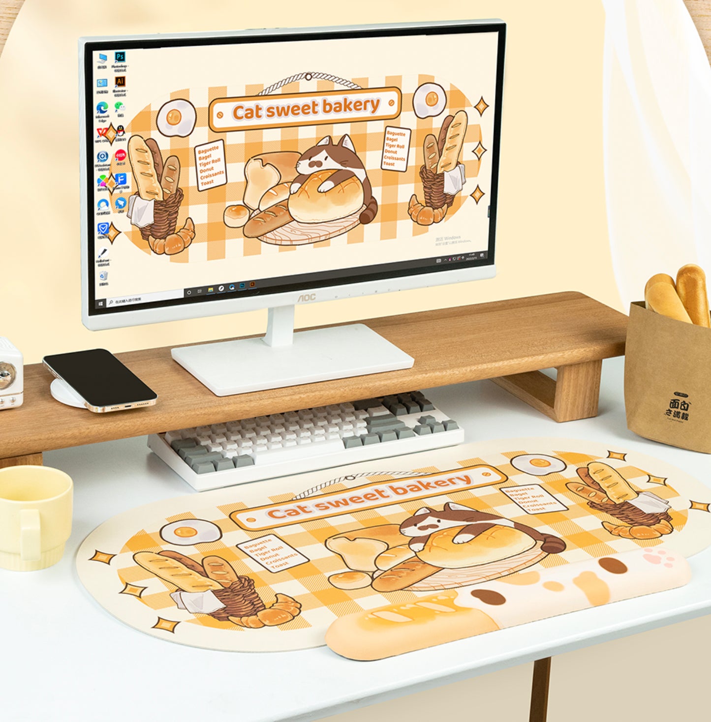 Cat Sweets & Bakery XL Gaming Mousepad Desk Mat