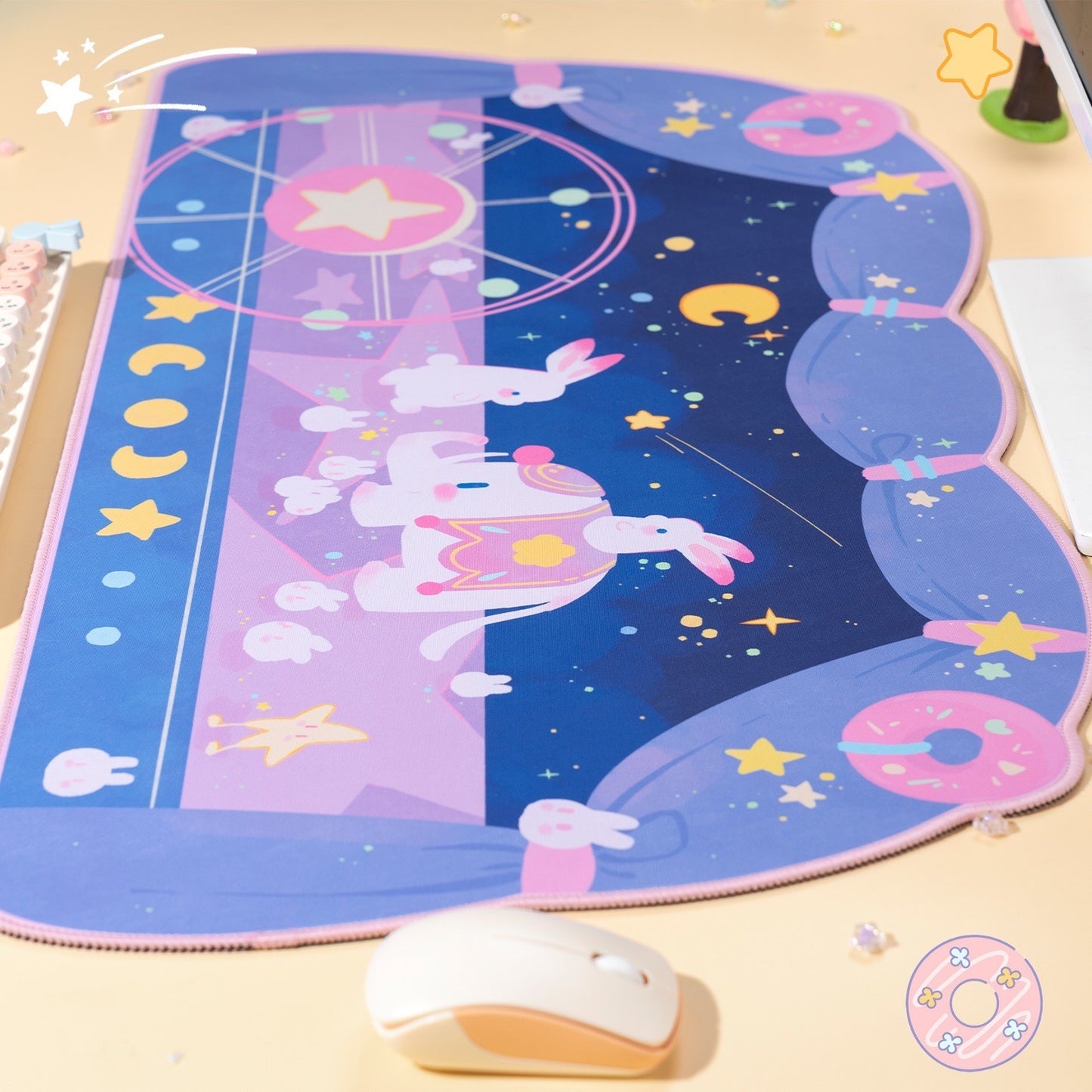 Bunny & Elephant Circus Kawaii XL Gaming Mousepad Desk Mat