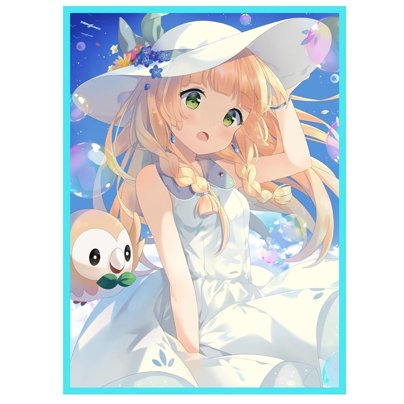 Trainer Lillie & Pokemon Rowlet Holographic Card Sleeves