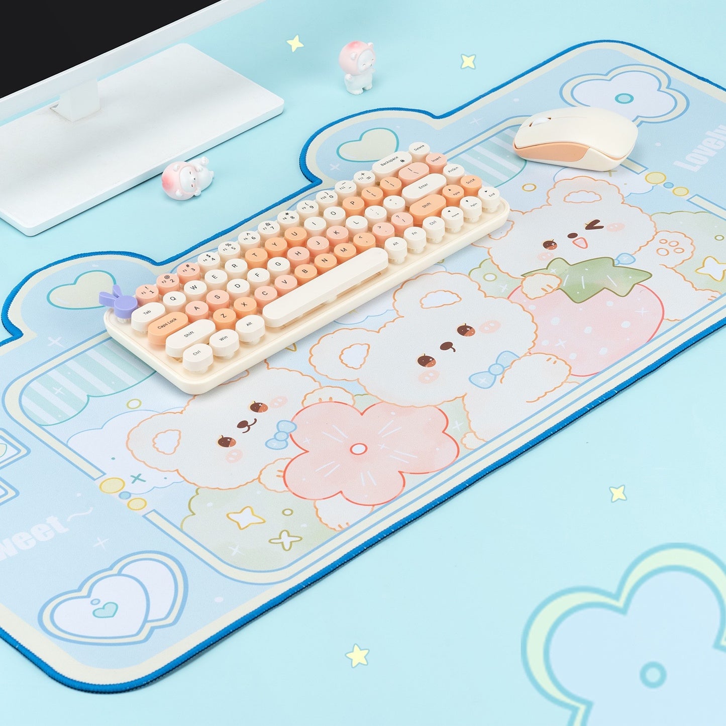 Three Fluffy Bears Kawaii XL Gaming Mousepad Desk Mat