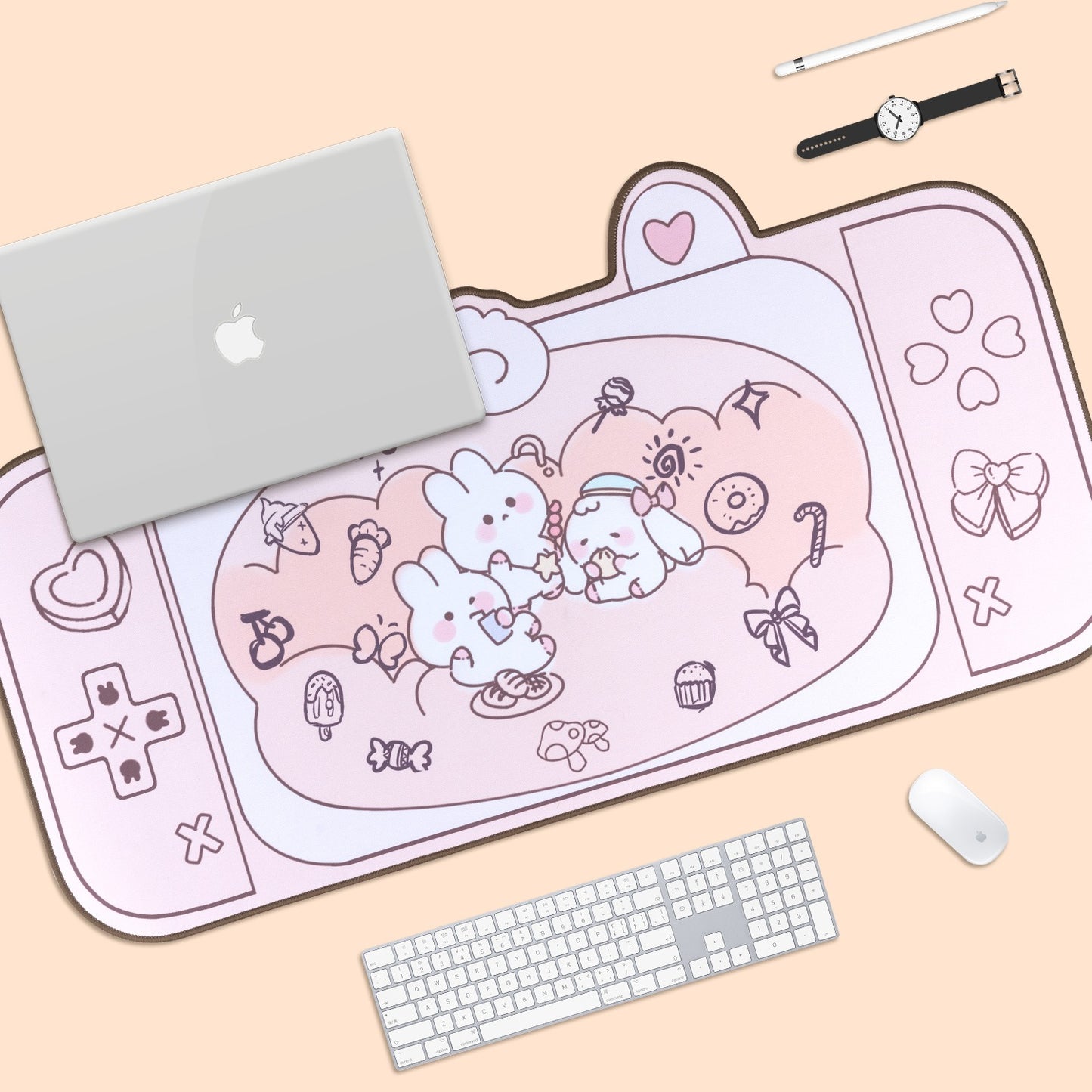 Bunnies Picnic Day Kawaii XL Gaming Mousepad Desk Mat