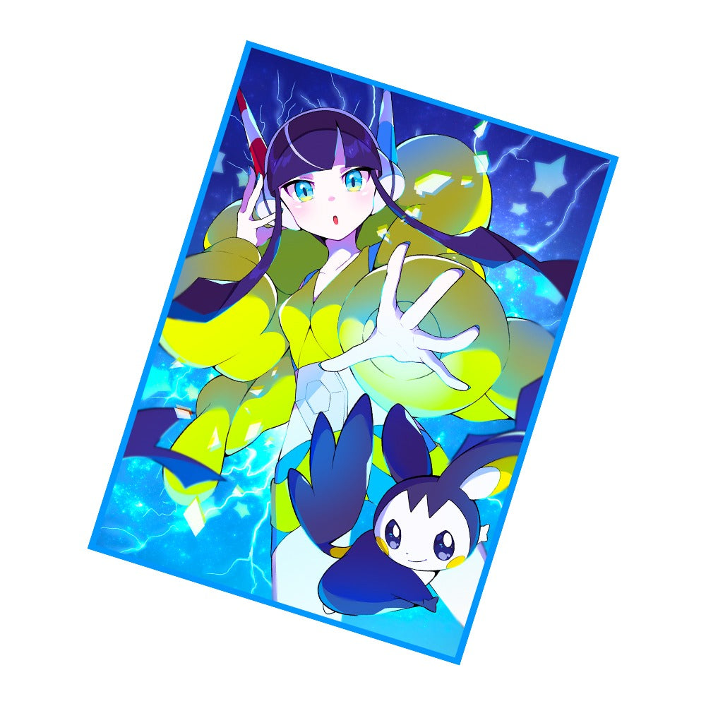 Gym Leader Elesa and Emolga Holographic Card Sleeves