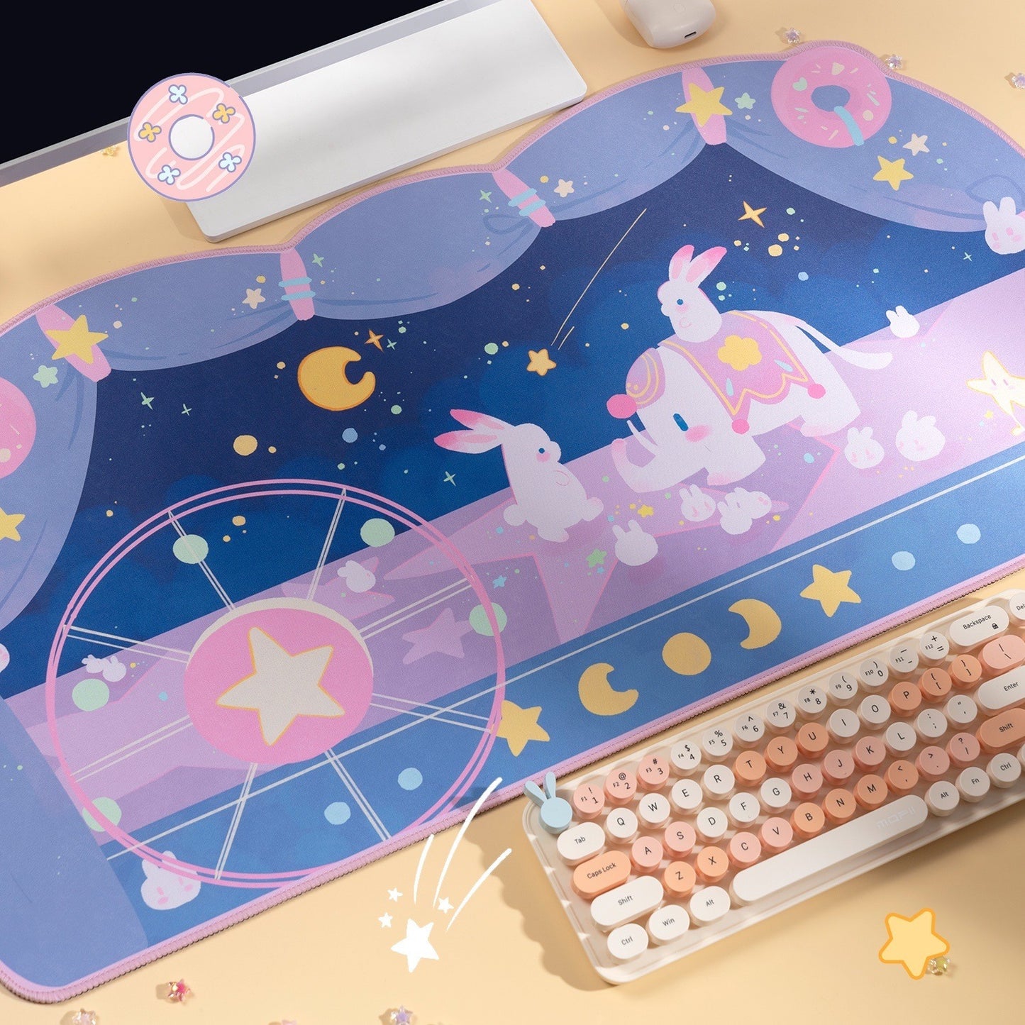 Bunny & Elephant Circus Kawaii XL Gaming Mousepad Desk Mat