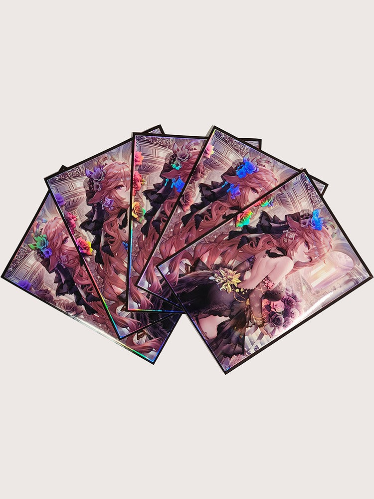 Yae Miko Black Wedding Dress Genshin Impact Holographic Card Sleeves