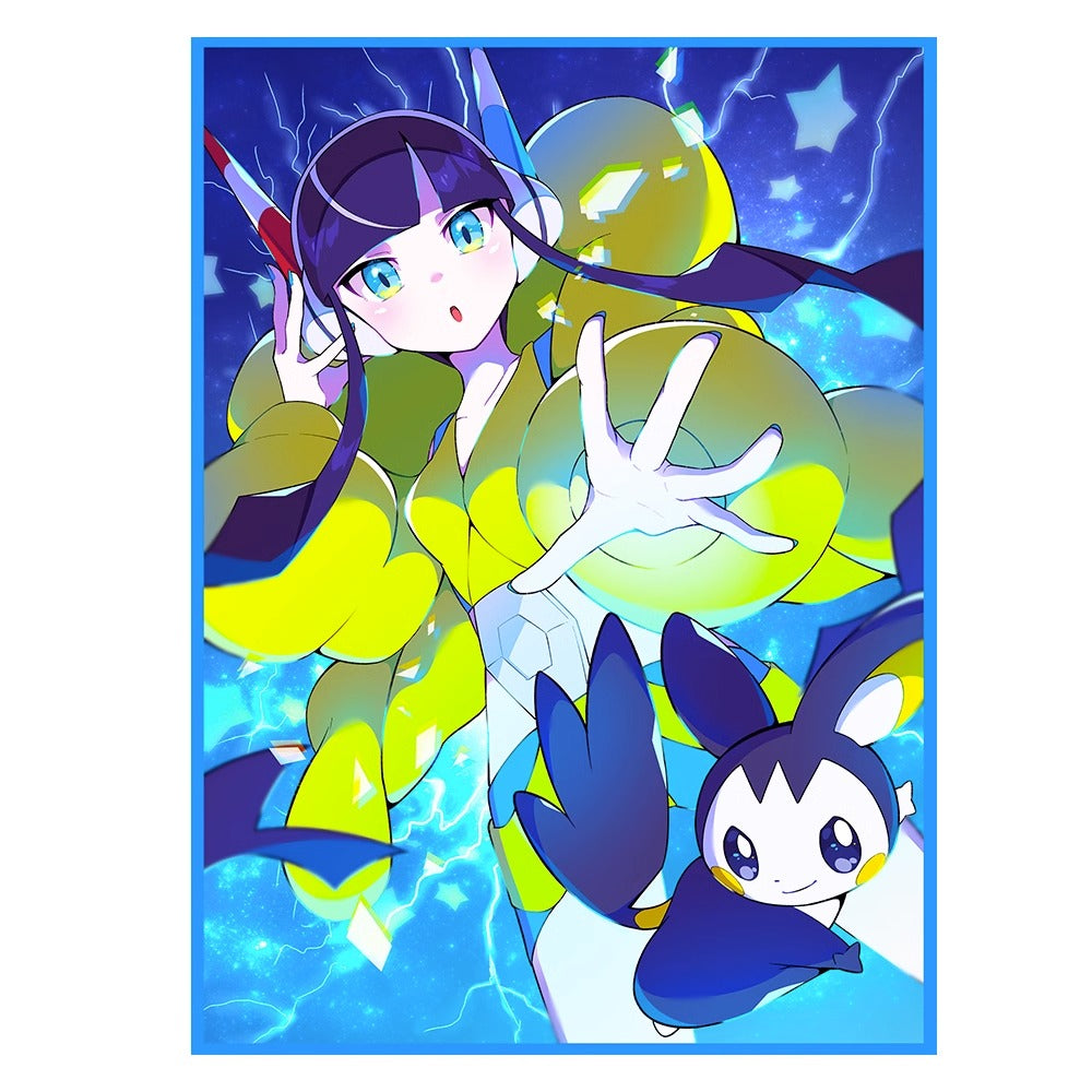 Gym Leader Elesa and Emolga Holographic Card Sleeves