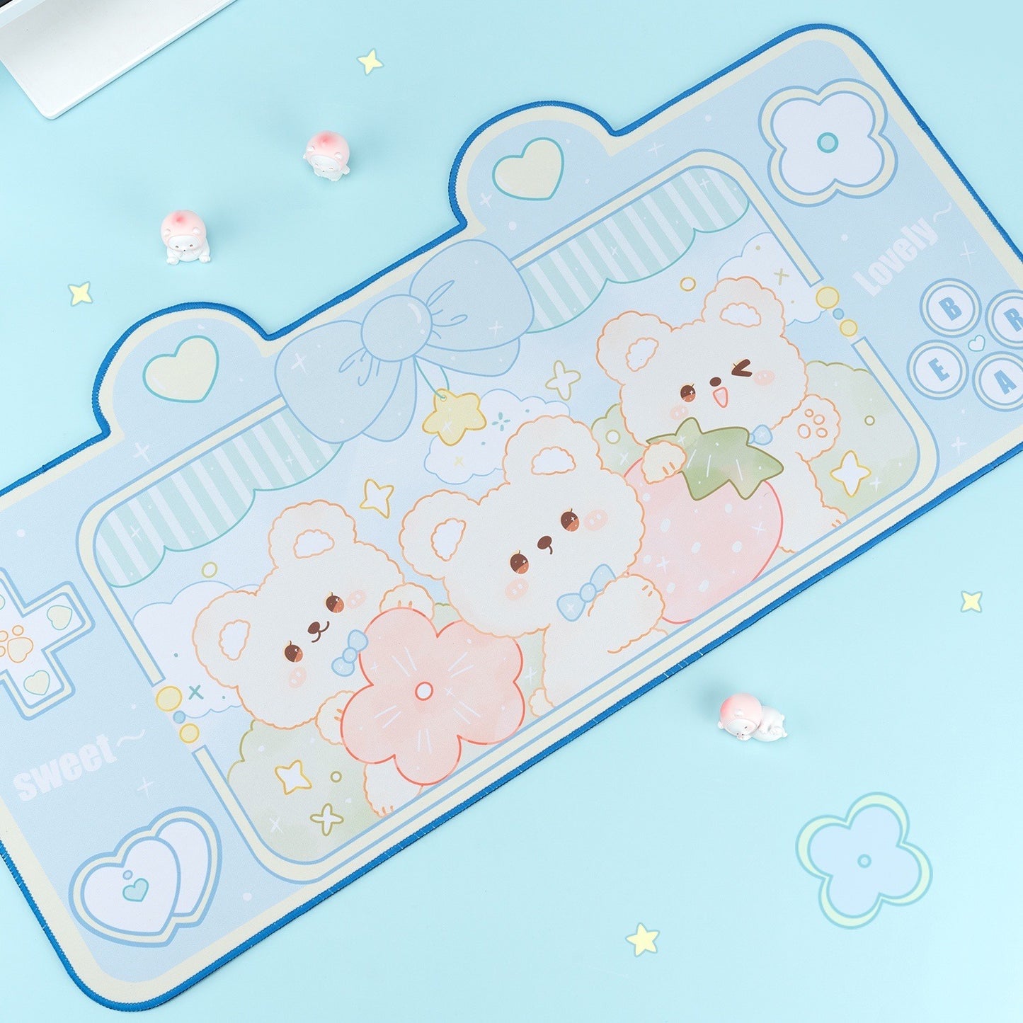 Three Fluffy Bears Kawaii XL Gaming Mousepad Desk Mat