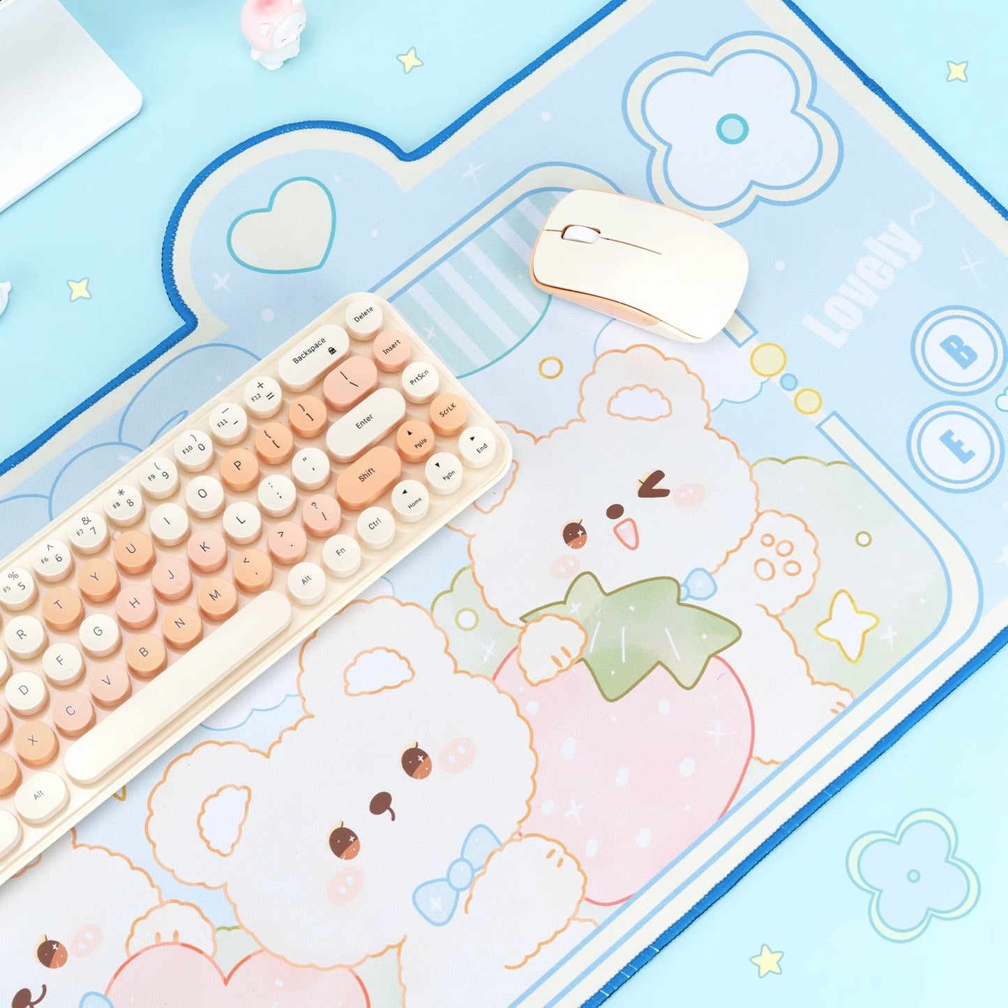 Three Fluffy Bears Kawaii XL Gaming Mousepad Desk Mat