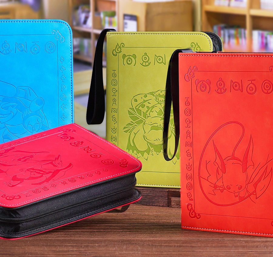 pokemon card binder leather Pokemon Colored 4-Pocket Refillable Embossed PU Leather Trade Binders – Kado Supplies
