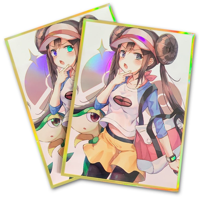 Trainer Rosa and Pokemon Snivy Holographic Card Sleeves Trainer Rosa and Pokemon Snivy Holographic Card Sleeves
