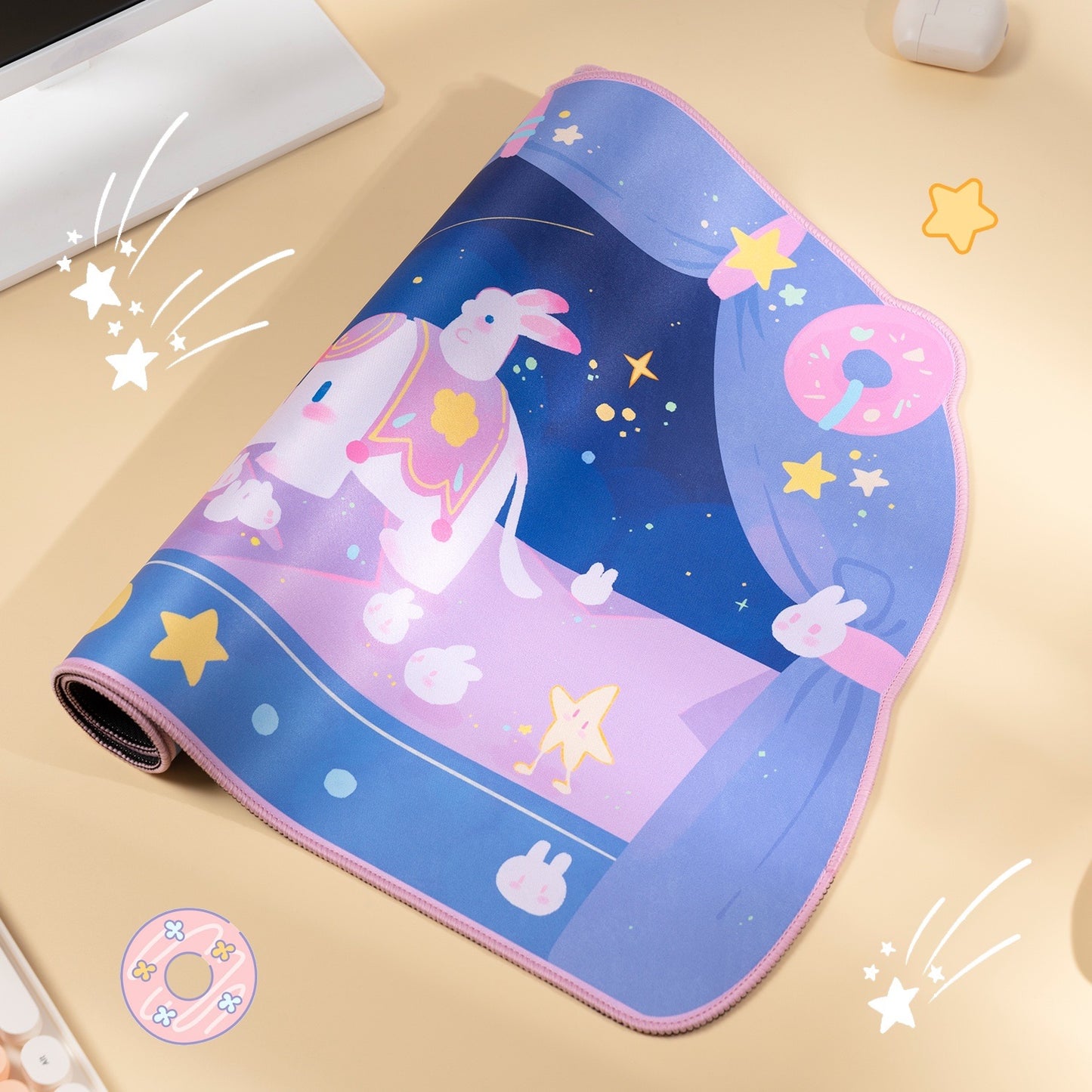 Bunny & Elephant Circus Kawaii XL Gaming Mousepad Desk Mat