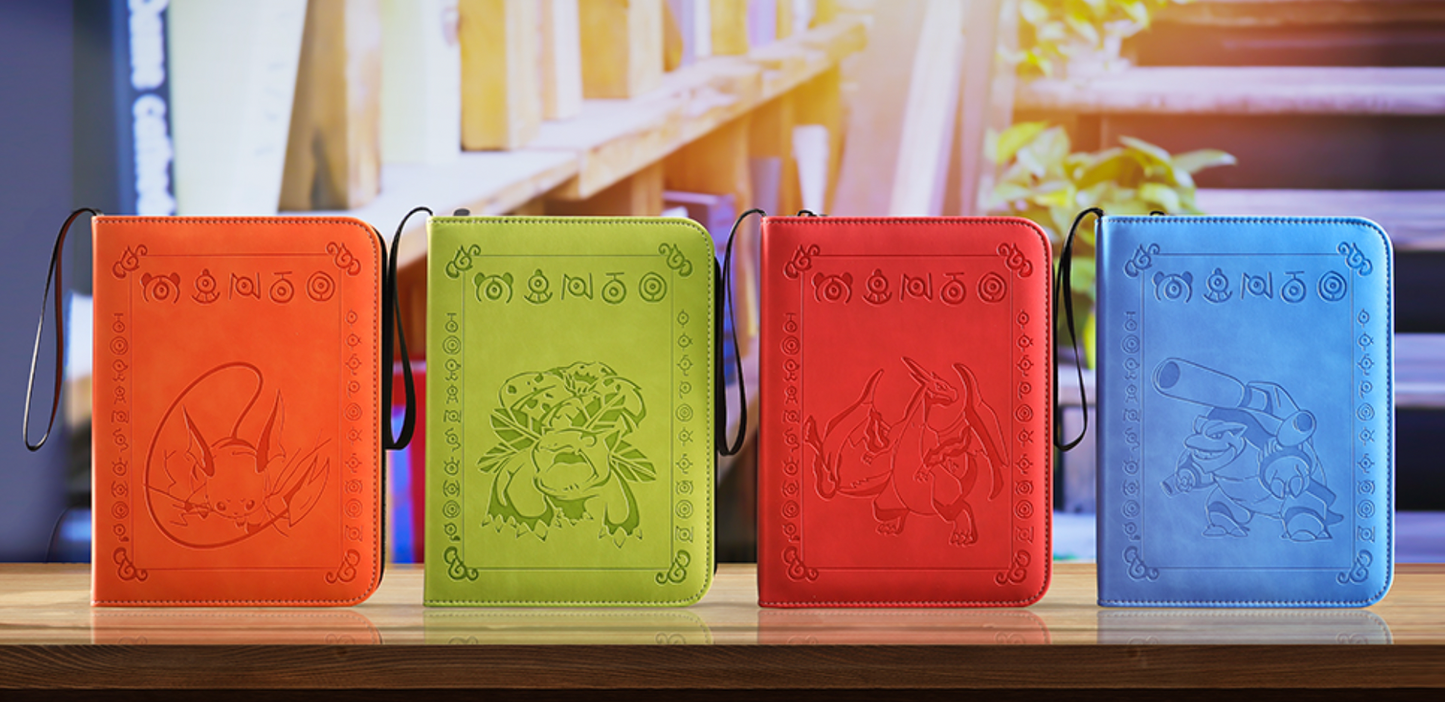 Pokemon Colored 4-Pocket Refillable Embossed PU Leather Trade Binders