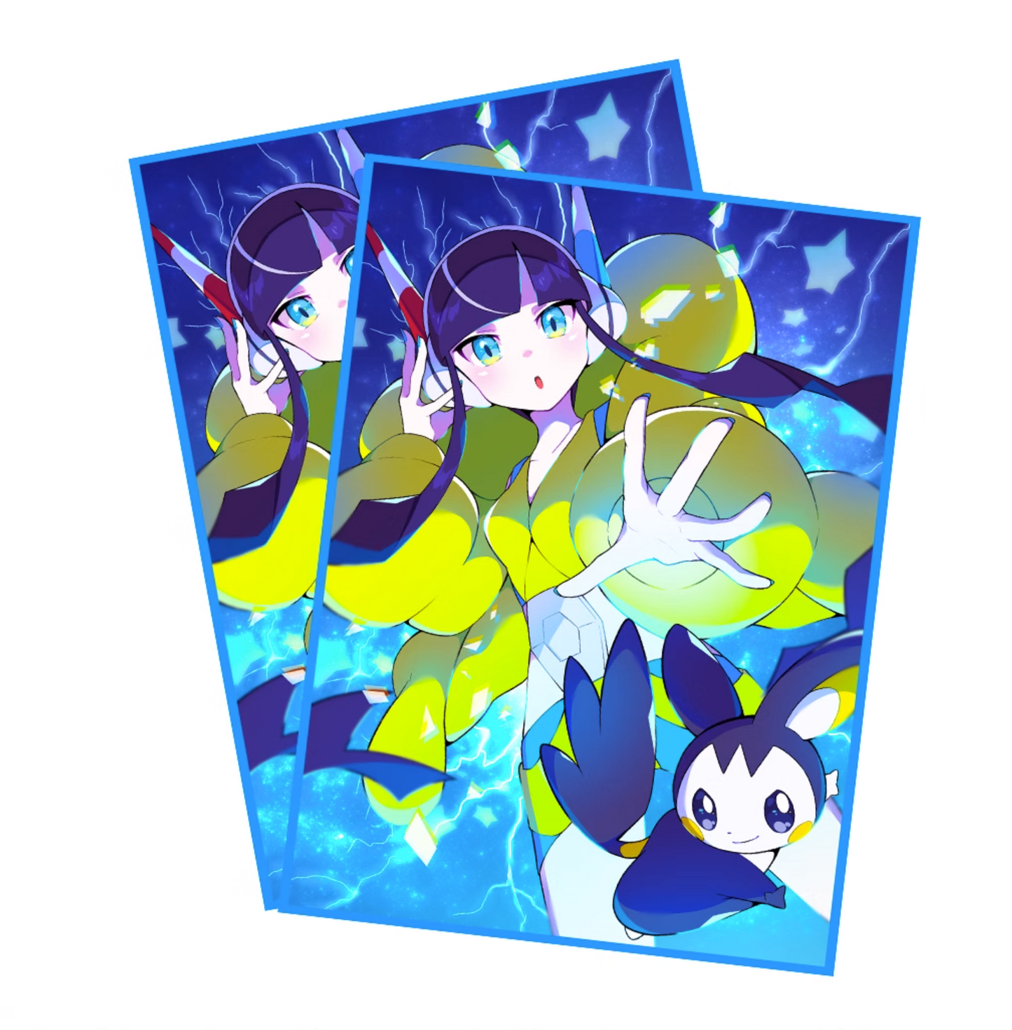 Gym Leader Elesa and Emolga Holographic Card Sleeves