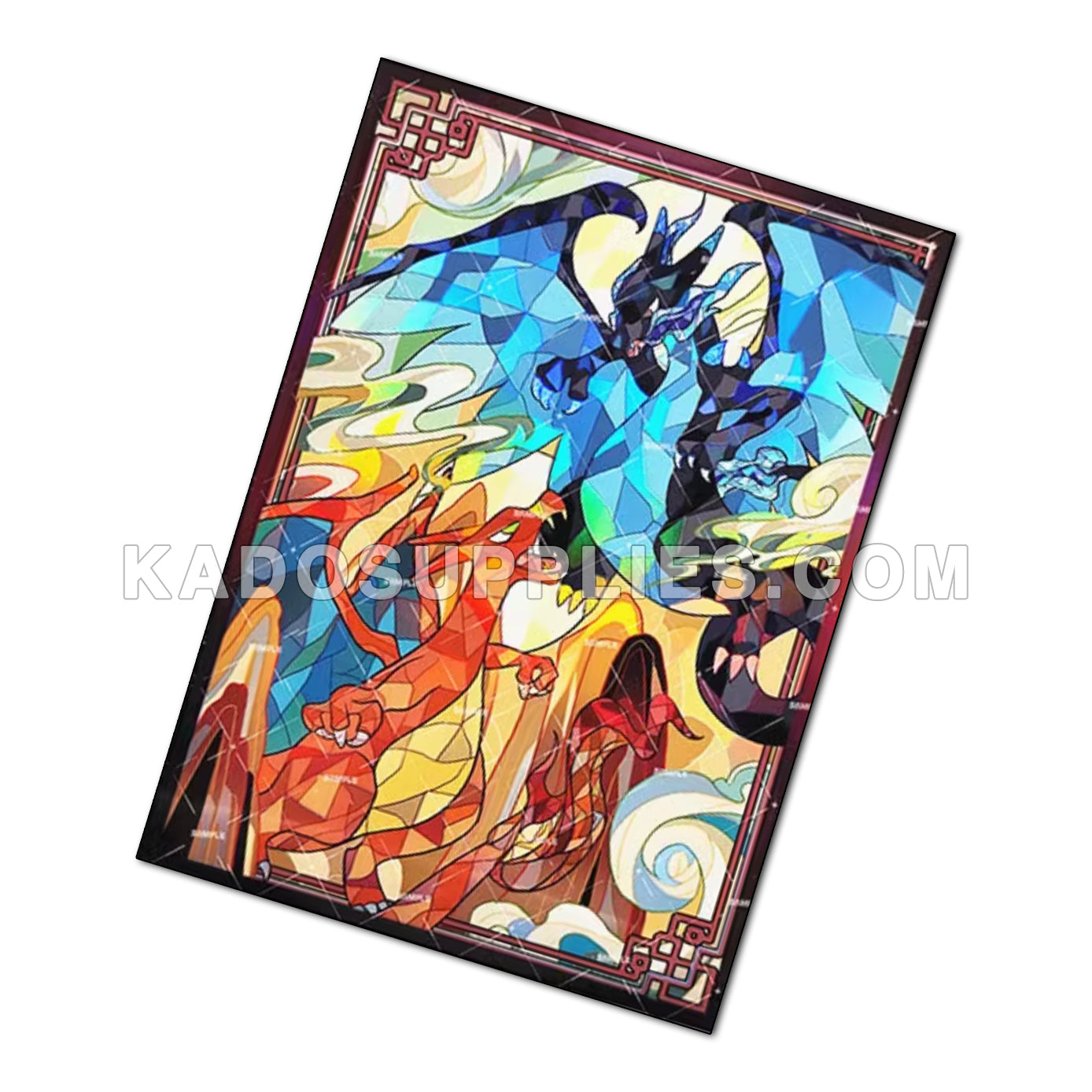 Mega Charizard X and Y Stained Glass Holographic Card Sleeves Mega Charizard X and Y Stained Glass Holographic Card Sleeves
