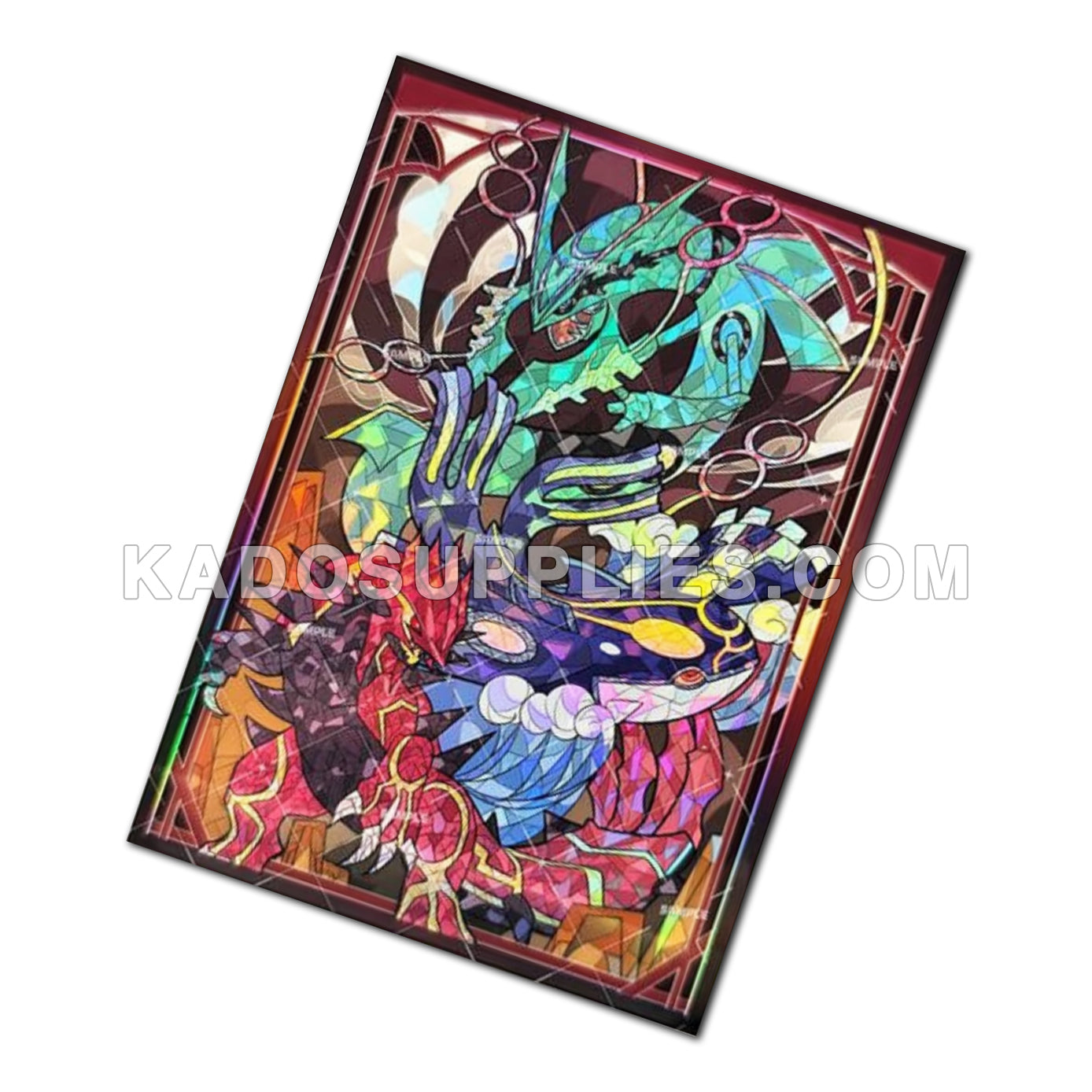 Kyogre Groudon and Rayquaza Stained Glass Holographic Card Sleeves Kado Supplies Kyogre Groudon and Rayquaza Stained Glass Holographic Card Sleeves Kado Supplies