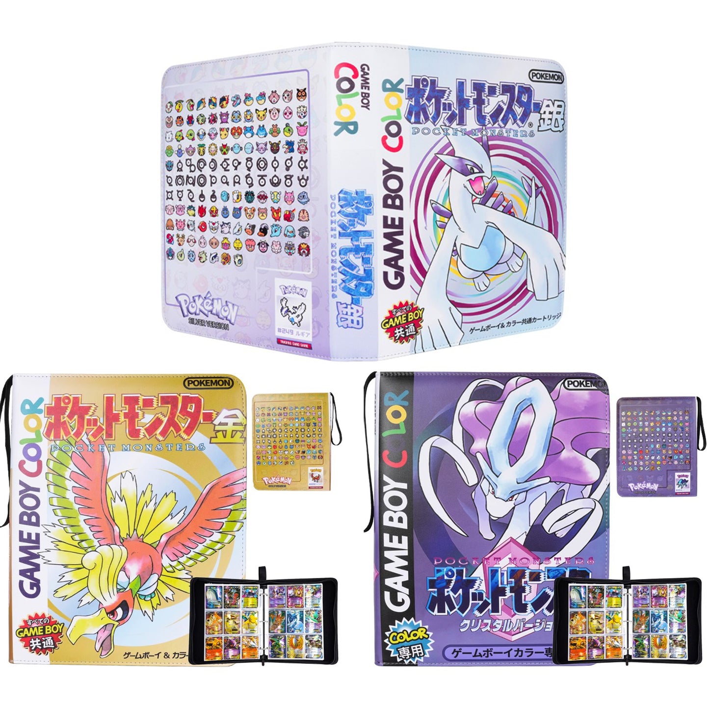 Pokemon Gameboy Gold Silver & Crystal Version 9-Pocket TCG Leather Card Binder