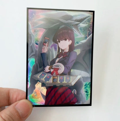Blue Eyes White Dragon x Komi Holographic Card Sleeves Kado Supplies Blue Eyes White Dragon x Komi Holographic Card Sleeves Kado Supplies