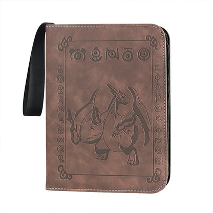 pokemon card trade binder Pokemon Brown 4-Pocket Refillable Embossed PU Leather Trade Binders – Kado Supplies