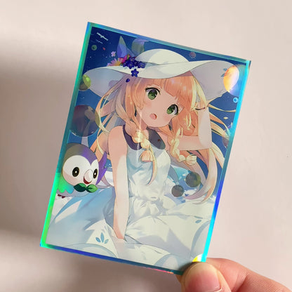 Trainer Lillie & Pokemon Rowlet Holographic Card Sleeves