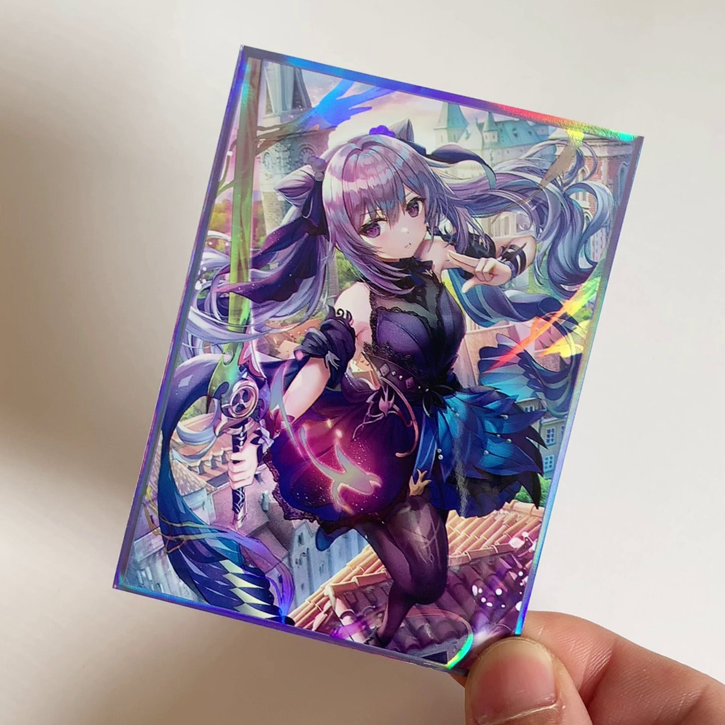 Keqing Attack Genshin Impact Holographic Card Sleeves