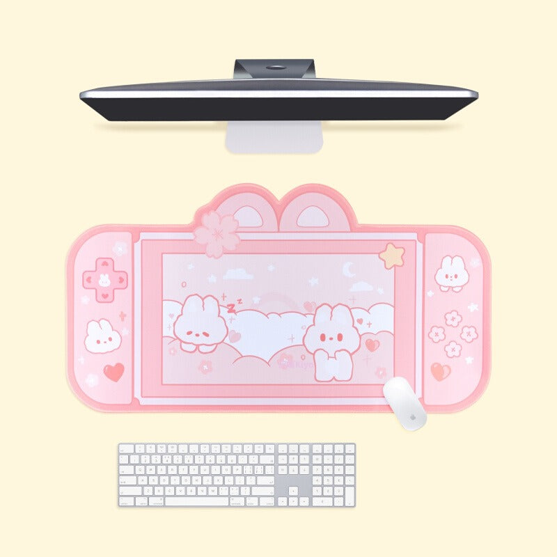 Fluffy Bunnies Console Kawaii XL Gaming Mousepad Desk Mat