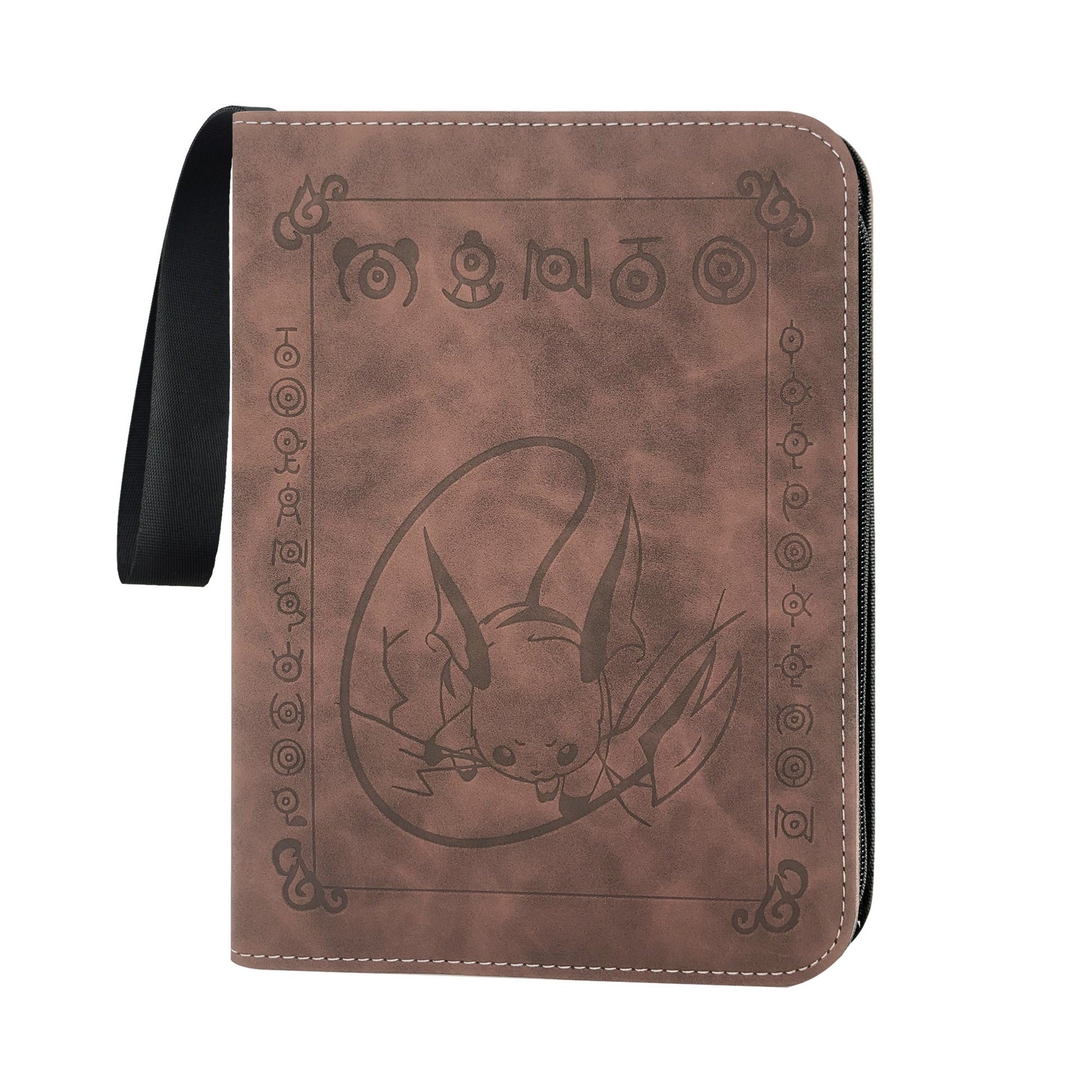 Pokemon Brown 4-Pocket Refillable Embossed PU Leather Trade Binders Kado Supplies Pokemon Brown 4-Pocket Refillable Embossed PU Leather Trade Binders Kado Supplies