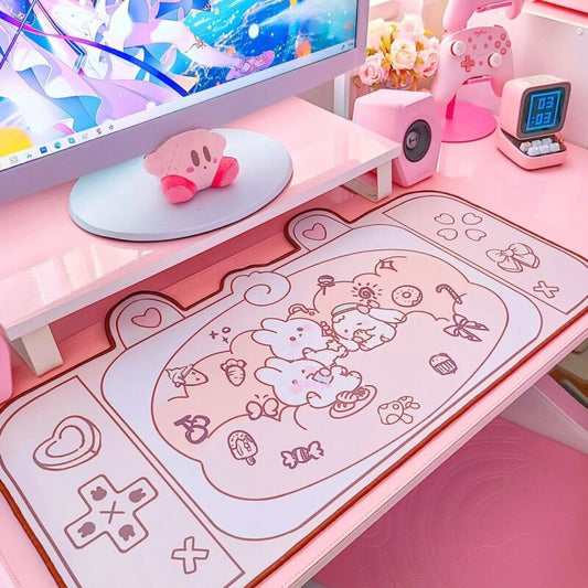 Bunnies Picnic Day Kawaii XL Gaming Mousepad Desk Mat