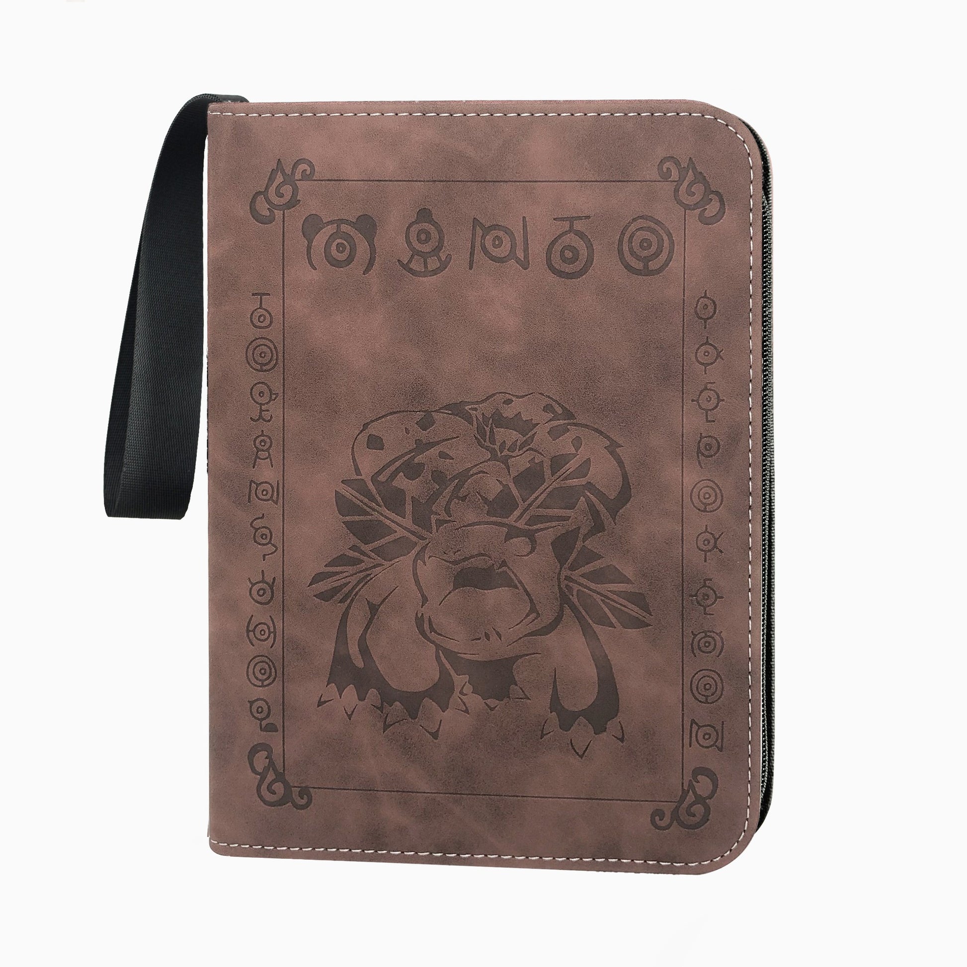 Pokemon Brown 4-Pocket Refillable Embossed PU Leather Trade Binders Kado Supplies Pokemon Brown 4-Pocket Refillable Embossed PU Leather Trade Binders Kado Supplies
