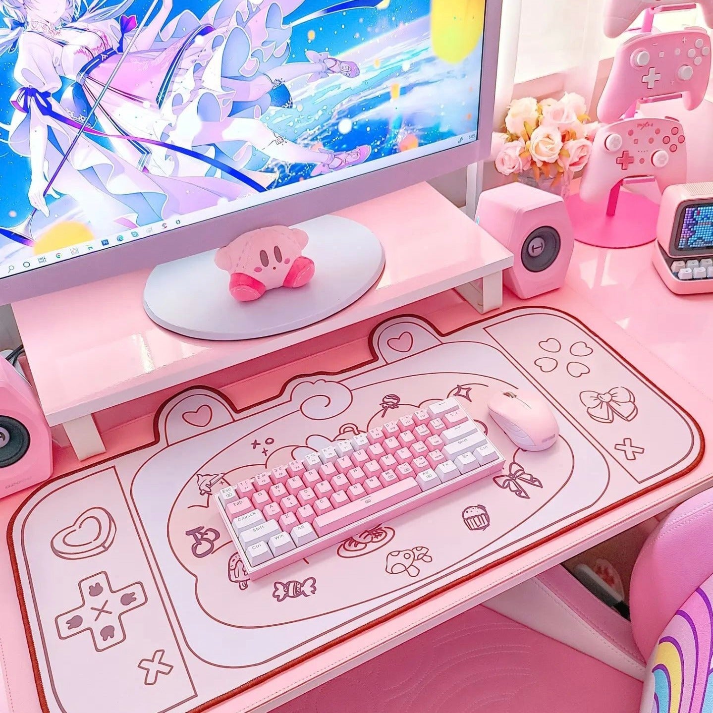 Bunnies Picnic Day Kawaii XL Gaming Mousepad Desk Mat
