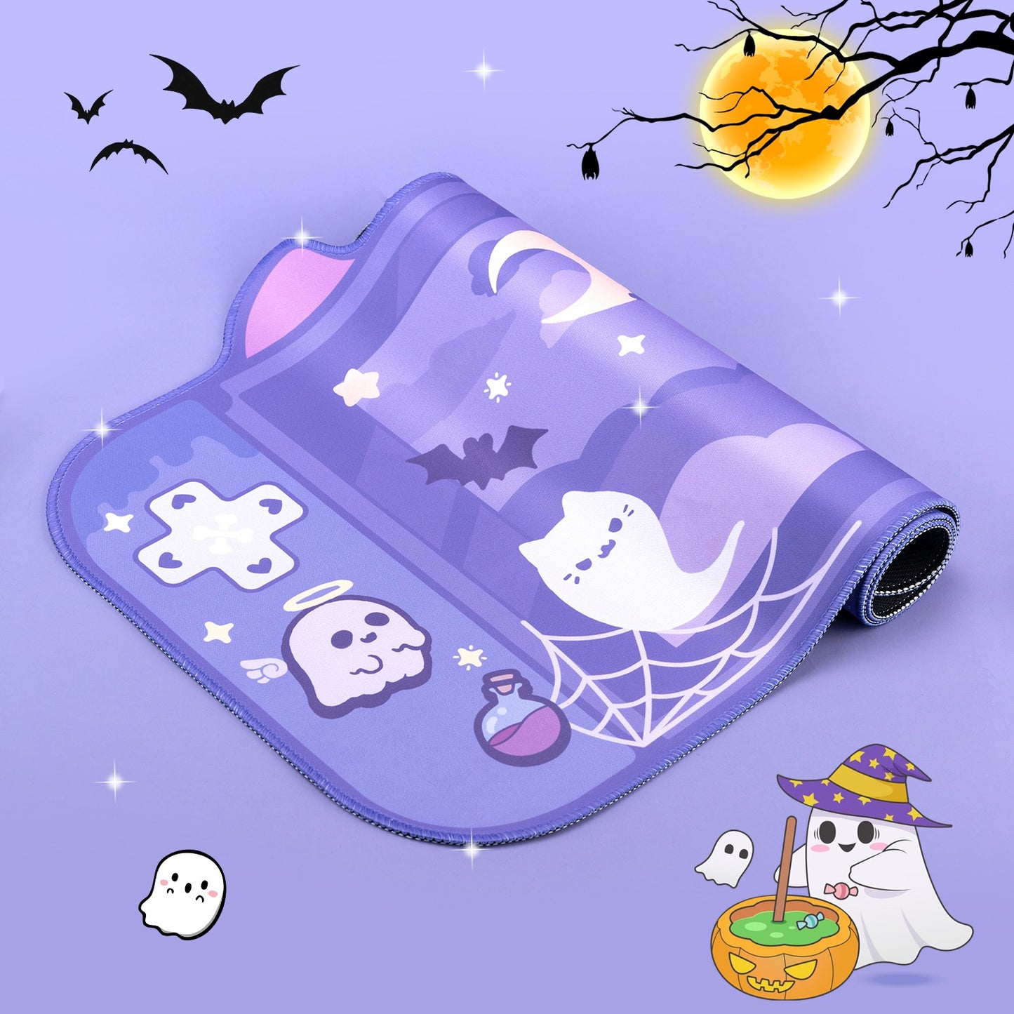 Halloween Ghost Purple Kawaii XL Gaming Mousepad Desk Mat