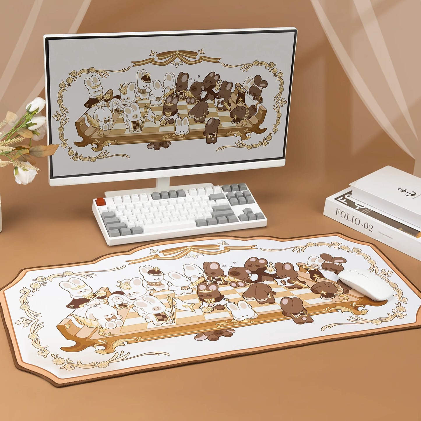 Chess Piece Bunnies Kawaii XL Gaming Mousepad Desk Mat