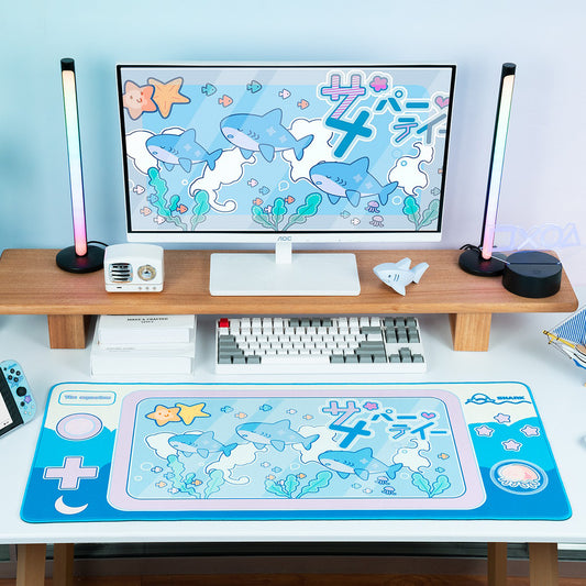 Sleepy Shark Aquarium Kawaii XL Gaming Mousepad Desk Mat