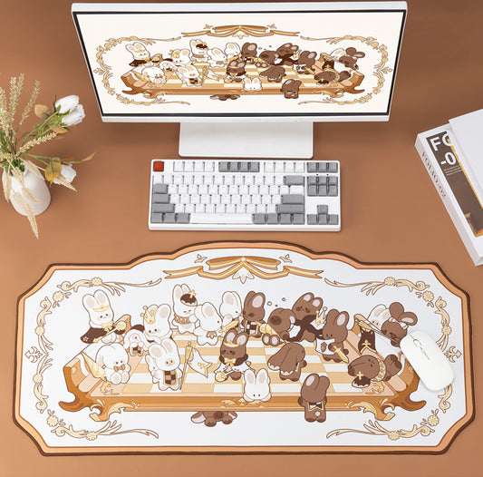 Chess Piece Bunnies Kawaii XL Gaming Mousepad Desk Mat