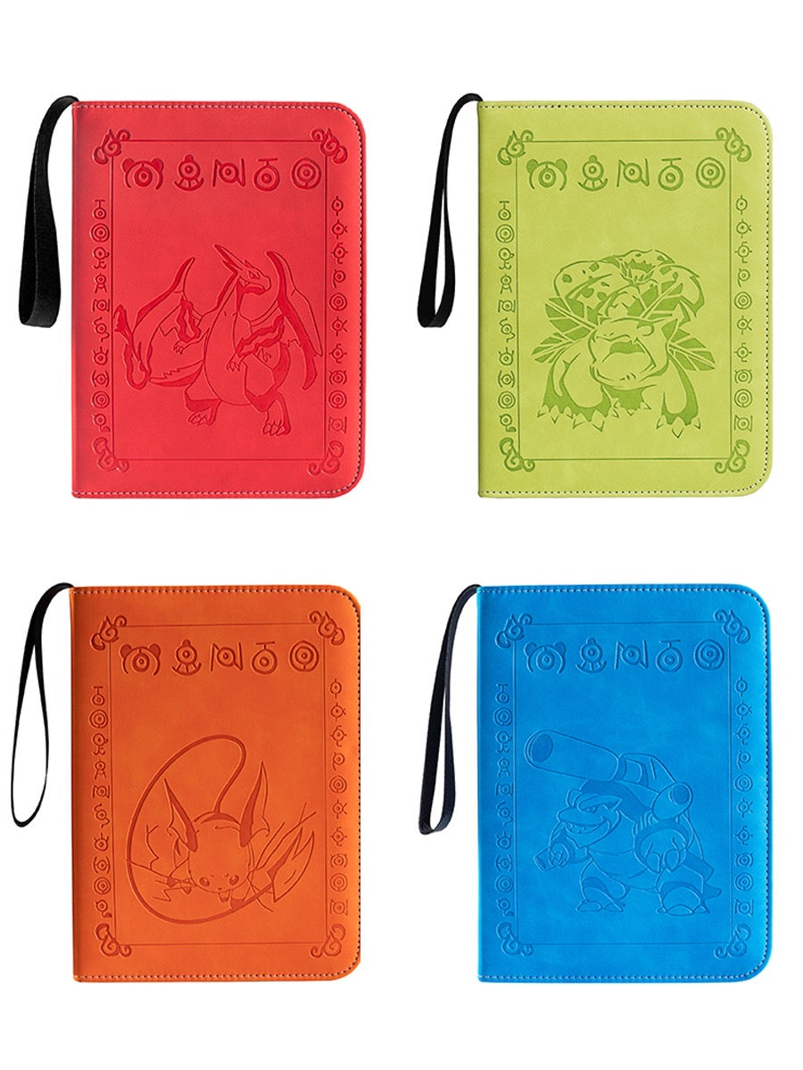 pokemon card binder leather Pokemon Colored 4-Pocket Refillable Embossed PU Leather Trade Binders – Kado Supplies