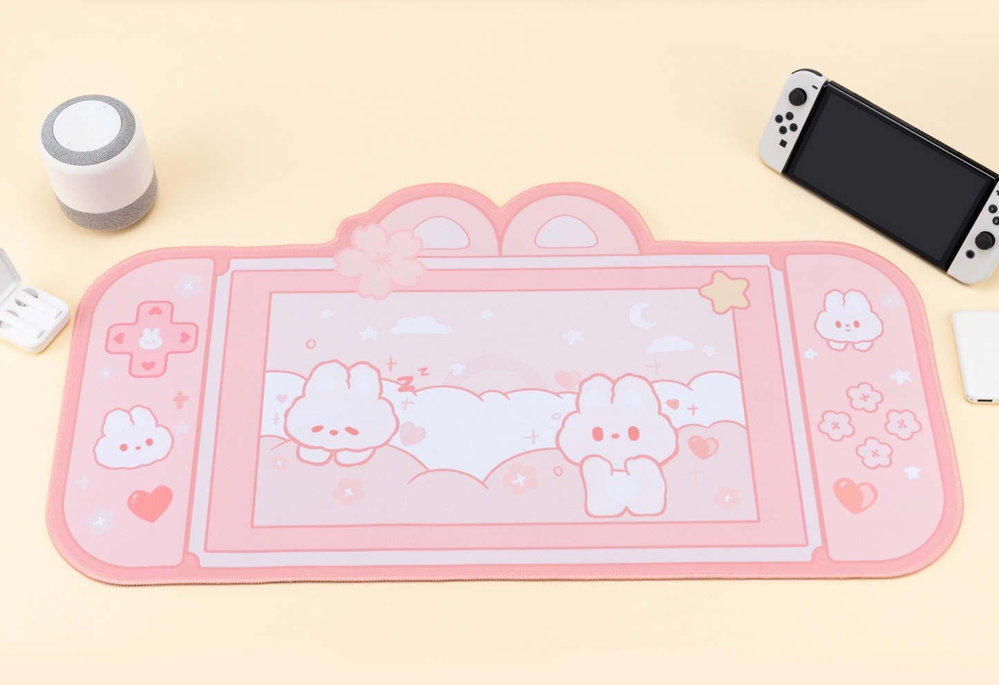 Fluffy Bunnies Console Kawaii XL Gaming Mousepad Desk Mat