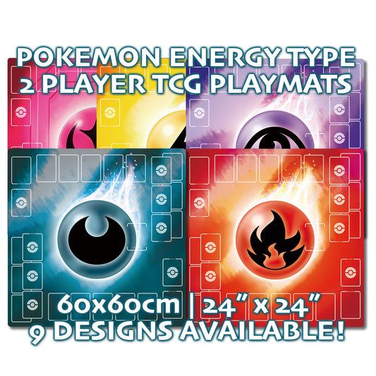 Pokemon Card Game Energy Type 2 Player Playmats