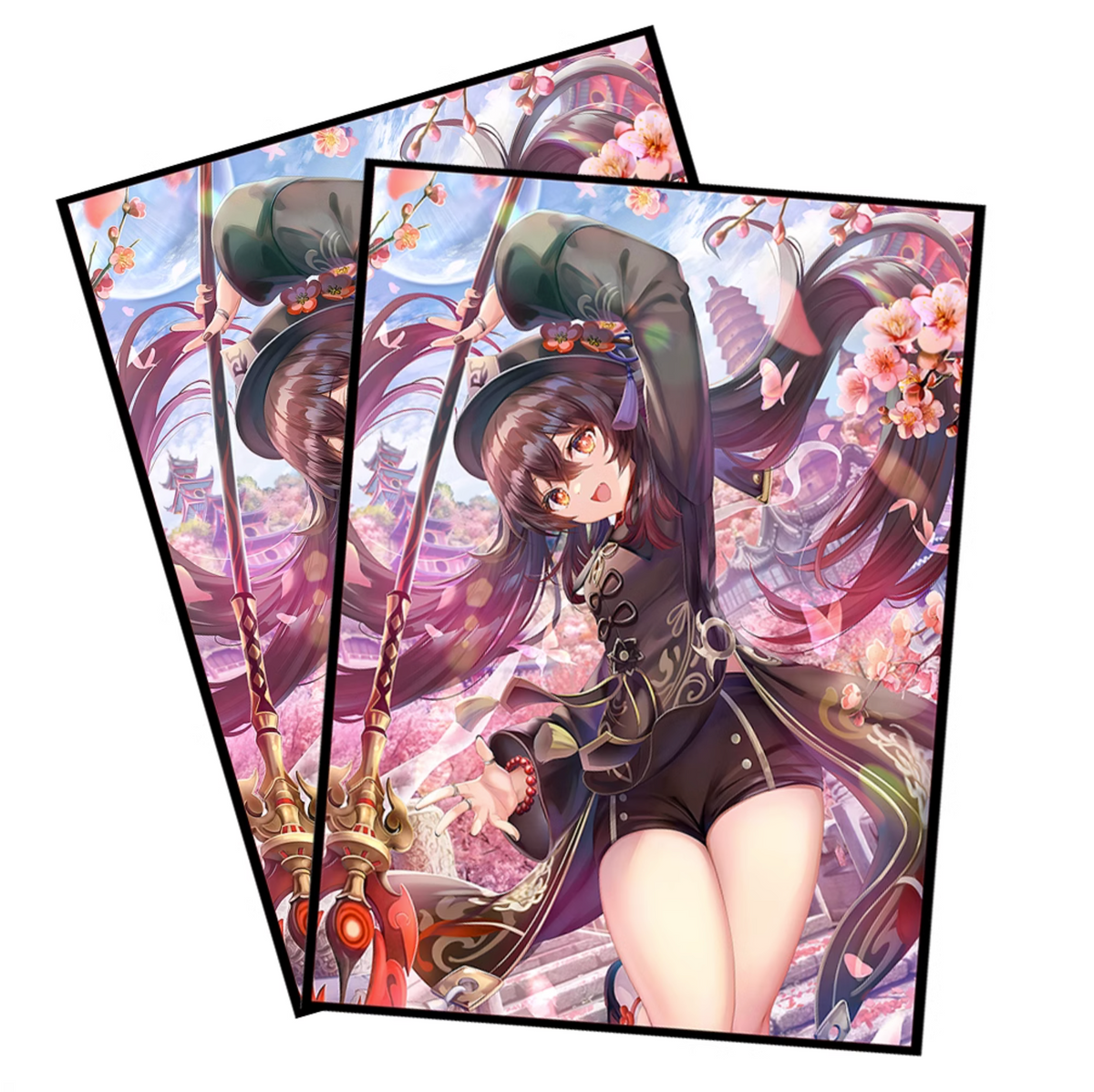 hu card sleeves Hutao Genshin Impact Holographic This can be done Mat Color:Light Blue with White Trim Line Pokemon TCG Pocket's Rumored card-based