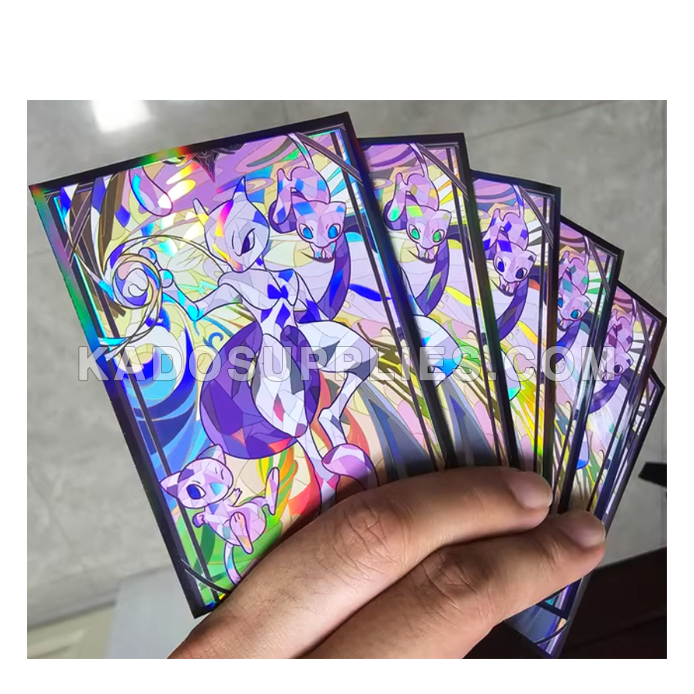 Mewtwo & Mew Stained Glass Holographic Card Sleeves – Kado Supplies
